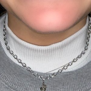 silver rose necklace